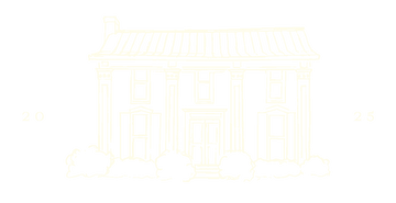 Light cream sketch of a colonial house with the established date 2025